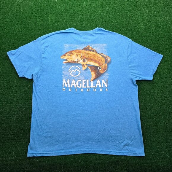 Magellan Tshirt Mens 2XL Blue Short Sleeve Fishing Outdoors Redfish Casual - Picture 1 of 9